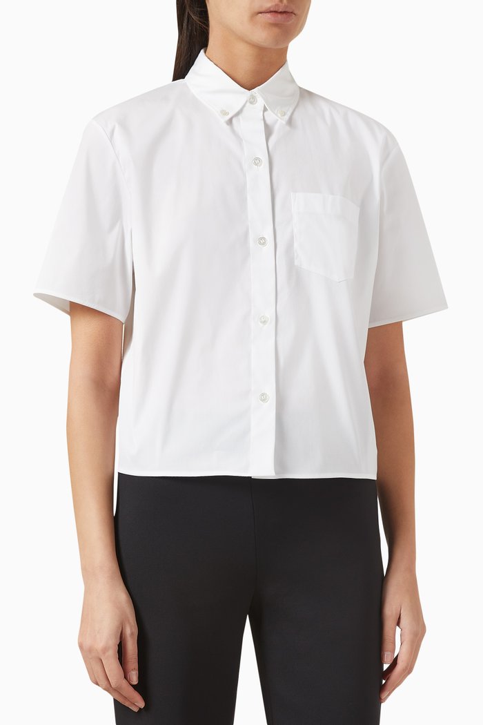

Cropped Pocket Top in Crêpe, White
