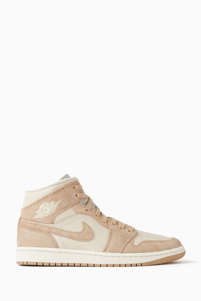 

Air Jordan 1 Mid SE Sneakers in Leather & Suede, Neutral