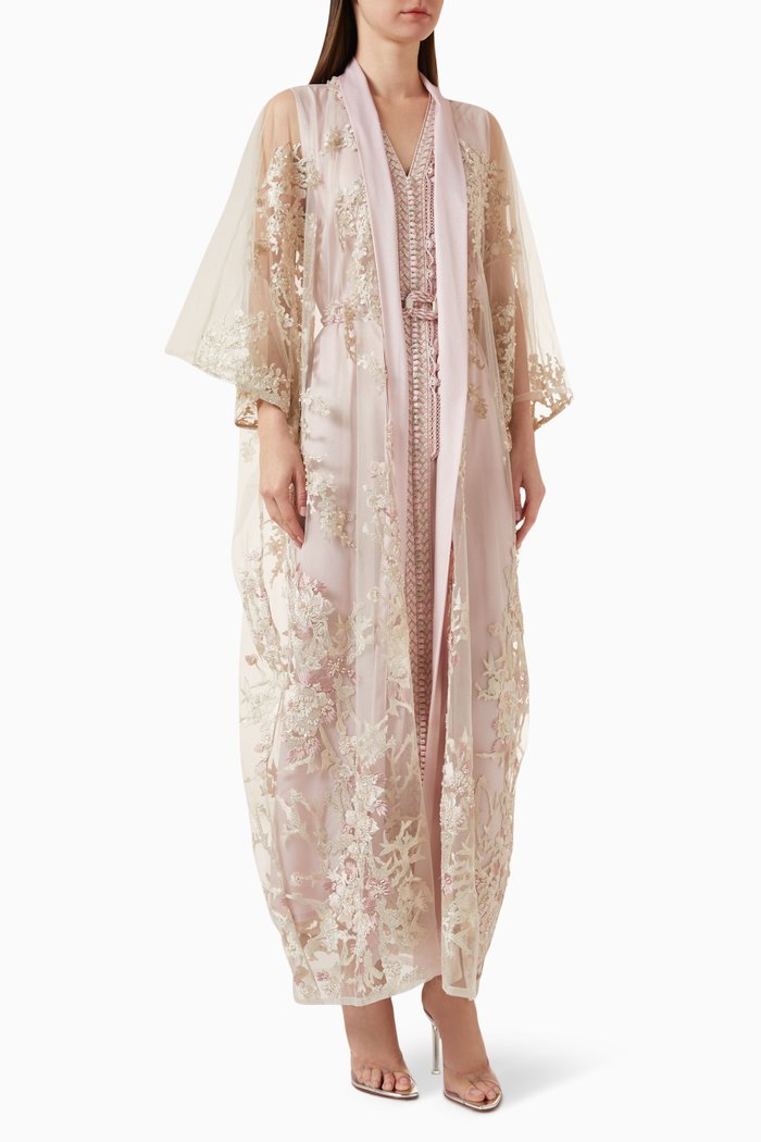 

Morrocan Embroidered Cape Kaftan Set, Pink