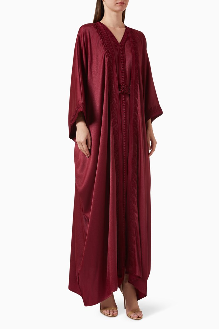 

Morrocan Embroidered Cape Kaftan Set, Red