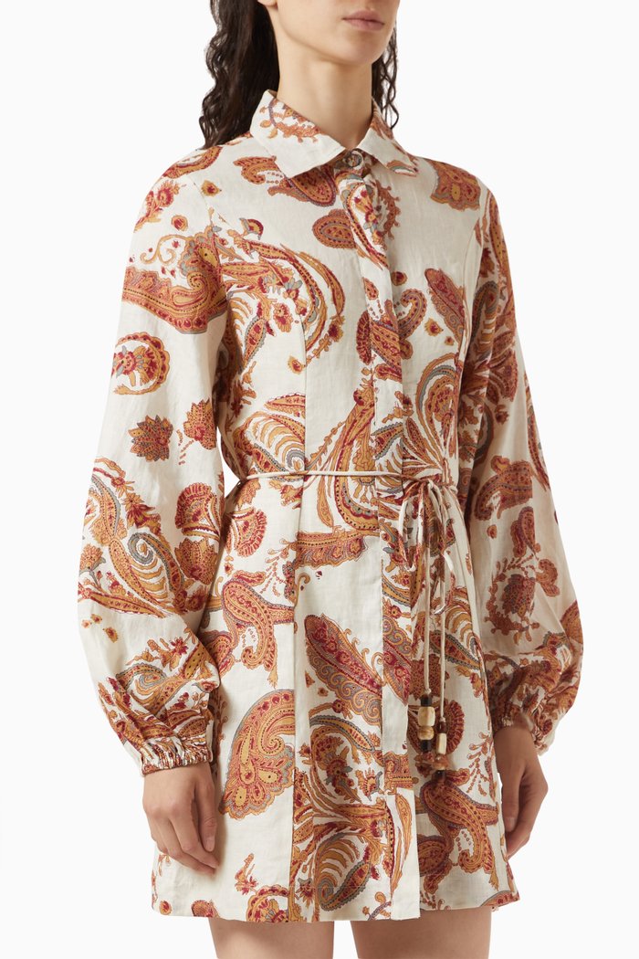 

Rae Mini Dress in Linen, Multicolour