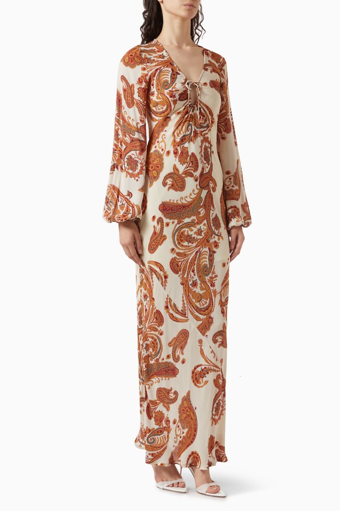 Santos Maxi Dress in Rayon Georgette, Multicolour
