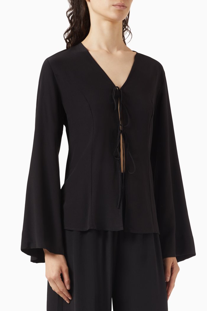 

Conero Tie Top in Silk-crepe, Black