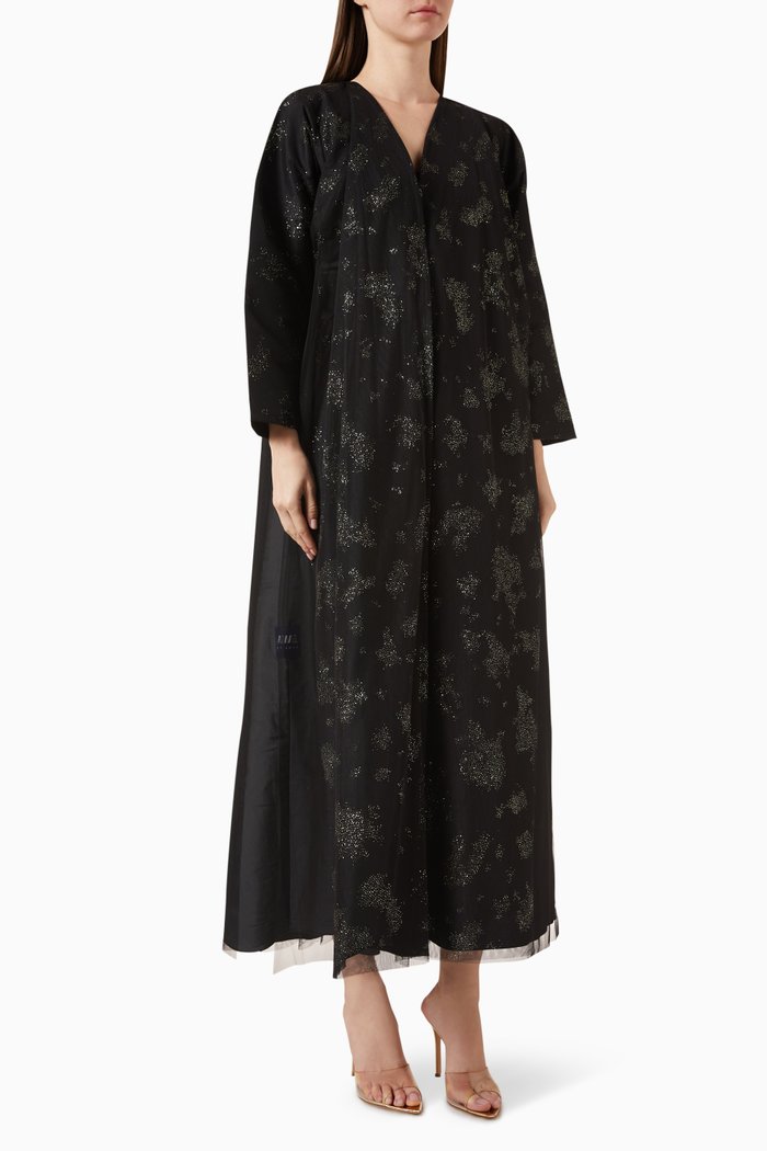 

Glittered Abaya in Tulle, Black