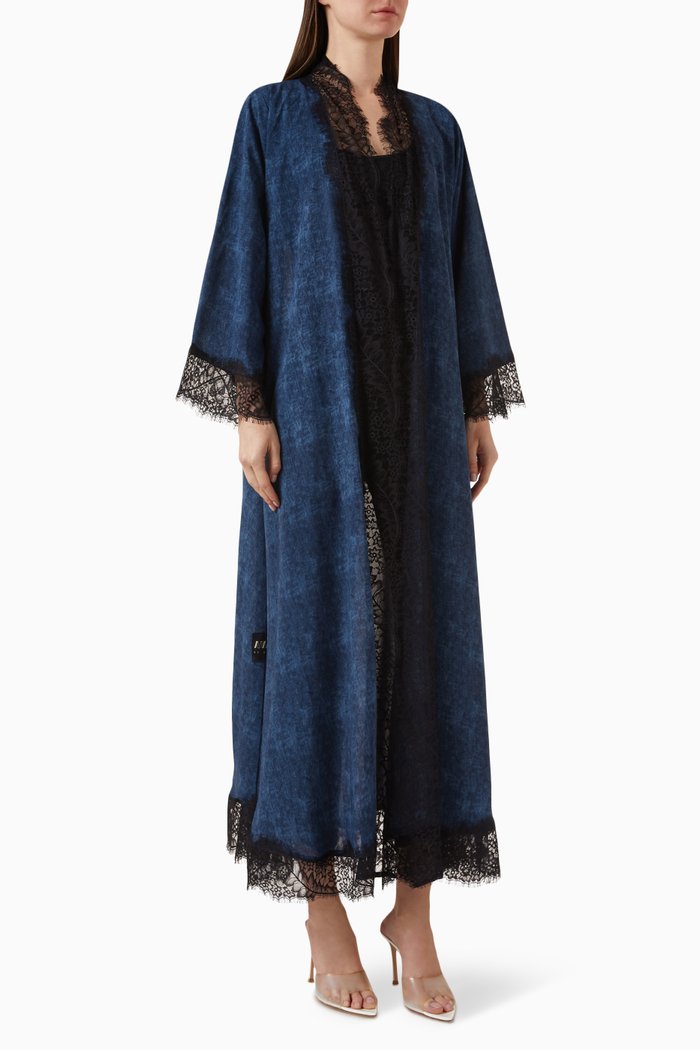 

Lace-detailed Abaya in Copro, Blue