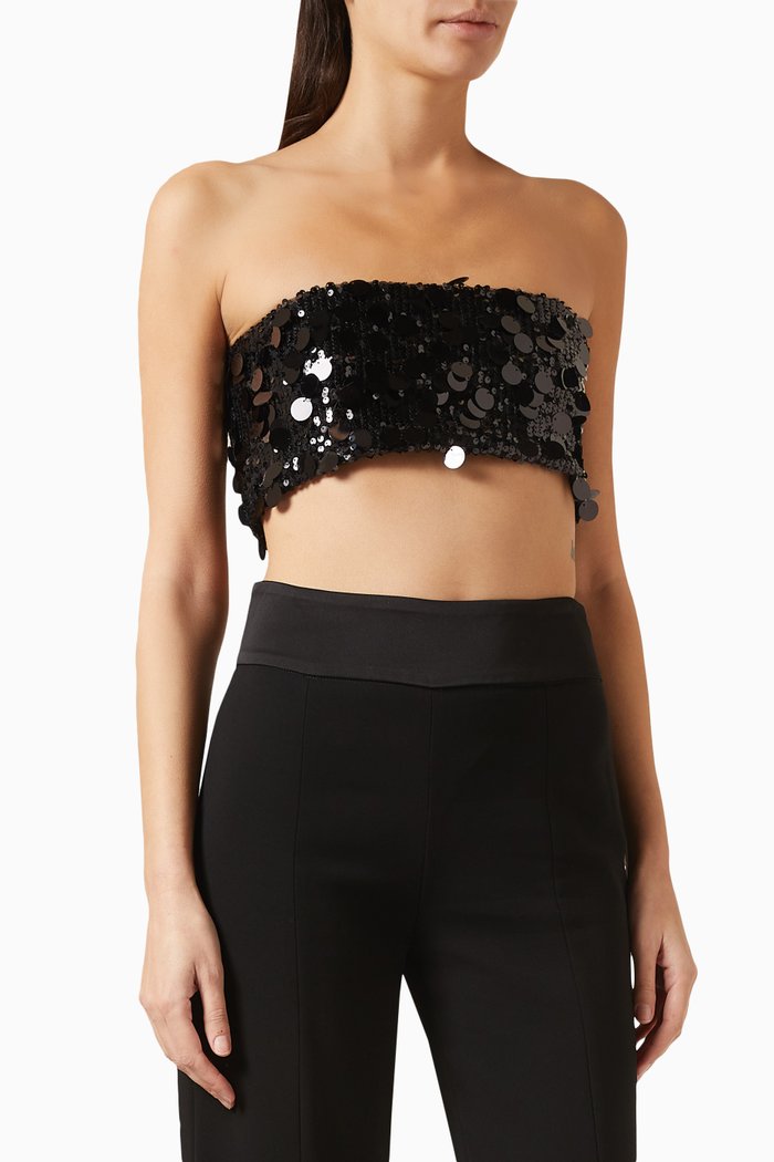 

Tube Top in Mirrored Sequins, Black