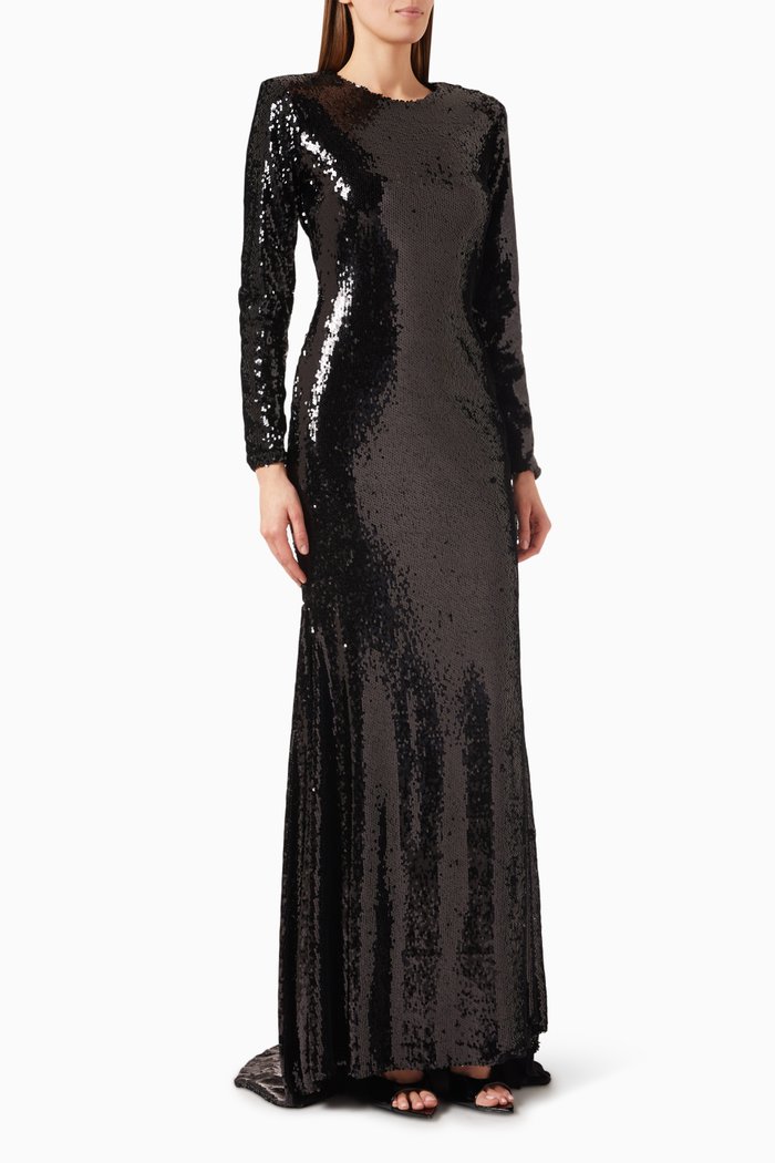 T-shirt Sequin-embellished Gown, Black