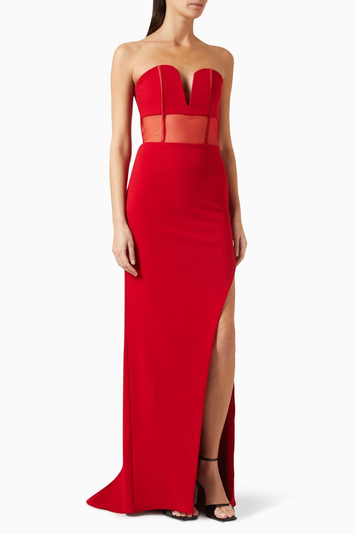 

Corset Bustier Gown in Crepe, Red
