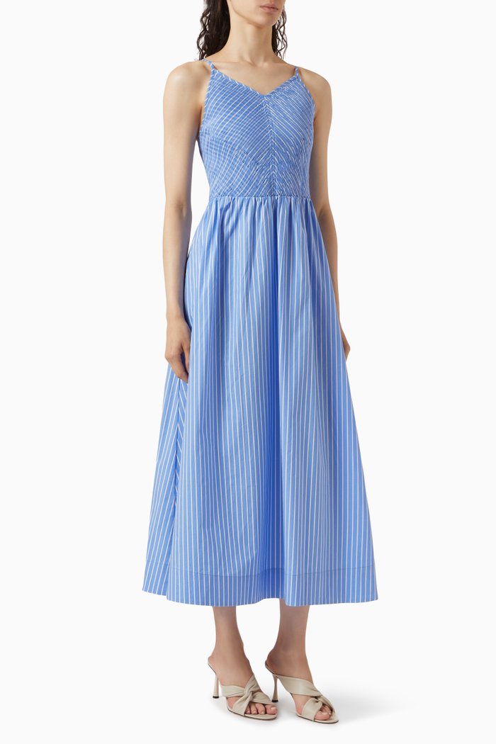 

Camera Midi Dress in Cotton Poplin, Blue
