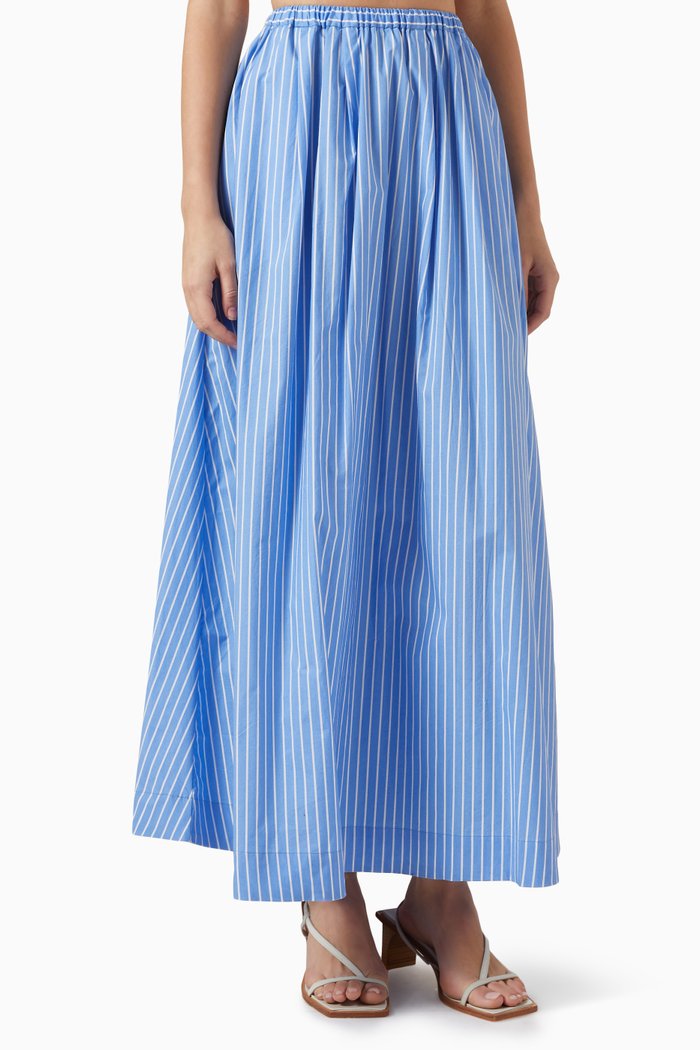 

Scanno Maxi Skirt in Cotton Poplin, Blue
