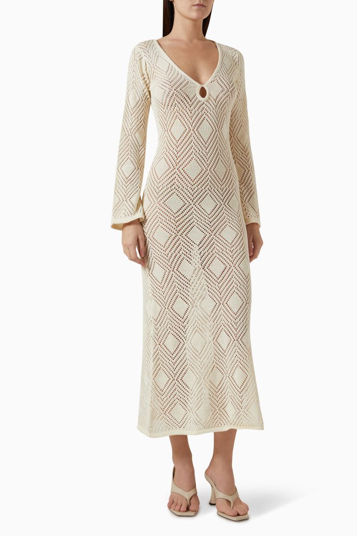 

Serena Pointelle Knit Dress, Neutral