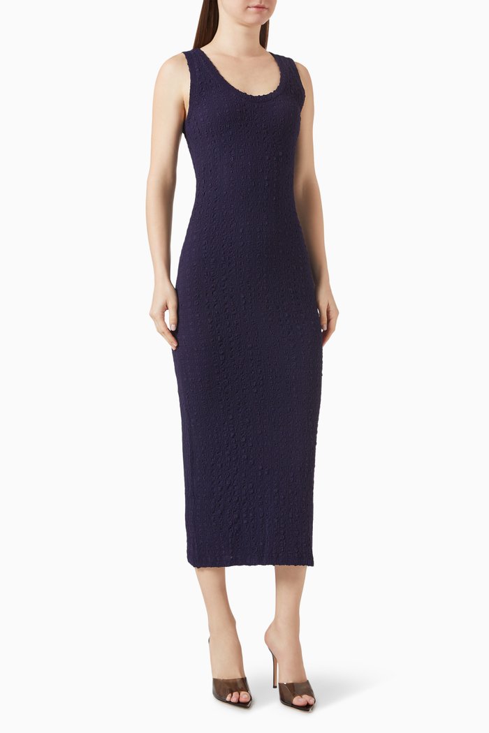 

Puckered Tank Maxi Dress, Blue