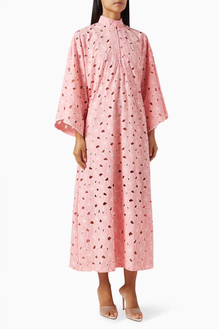 

Maxi Kaftan in Flat Lace, Pink