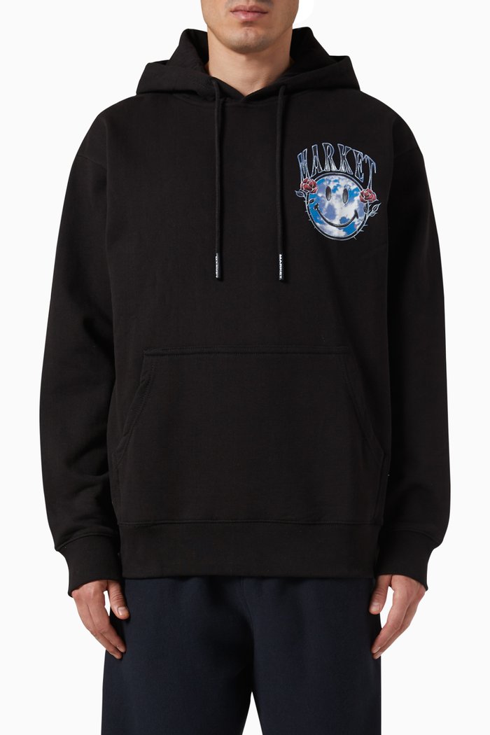 Smiley® Reflect Hoodie in Cotton-fleece, Black