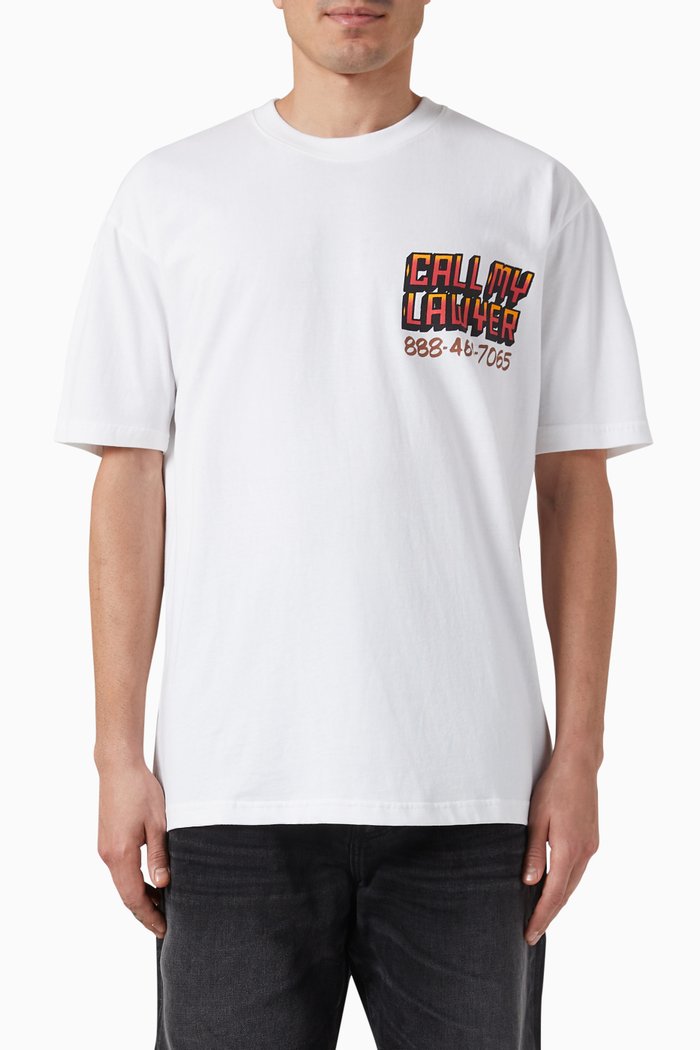

Call My Lawyer Sign T-shirt in Cotton-jersey, White
