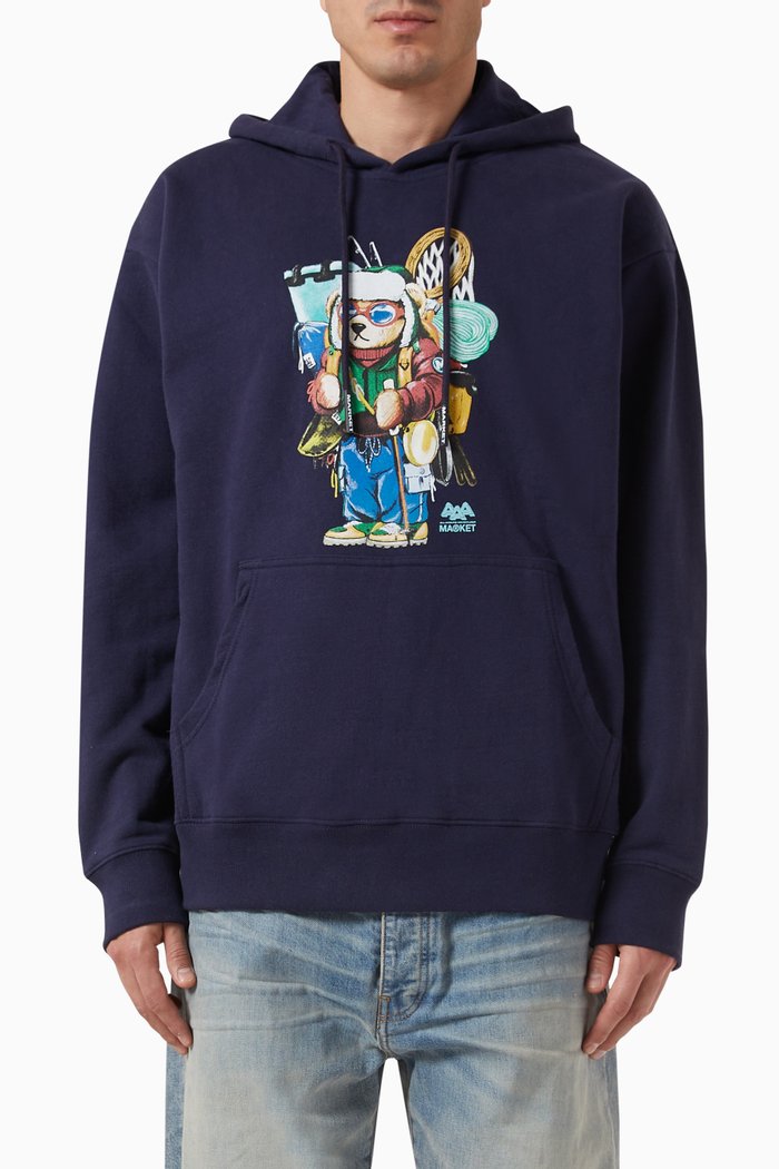 

Ultralight Bear Hoodie in Cotton-fleece, Blue