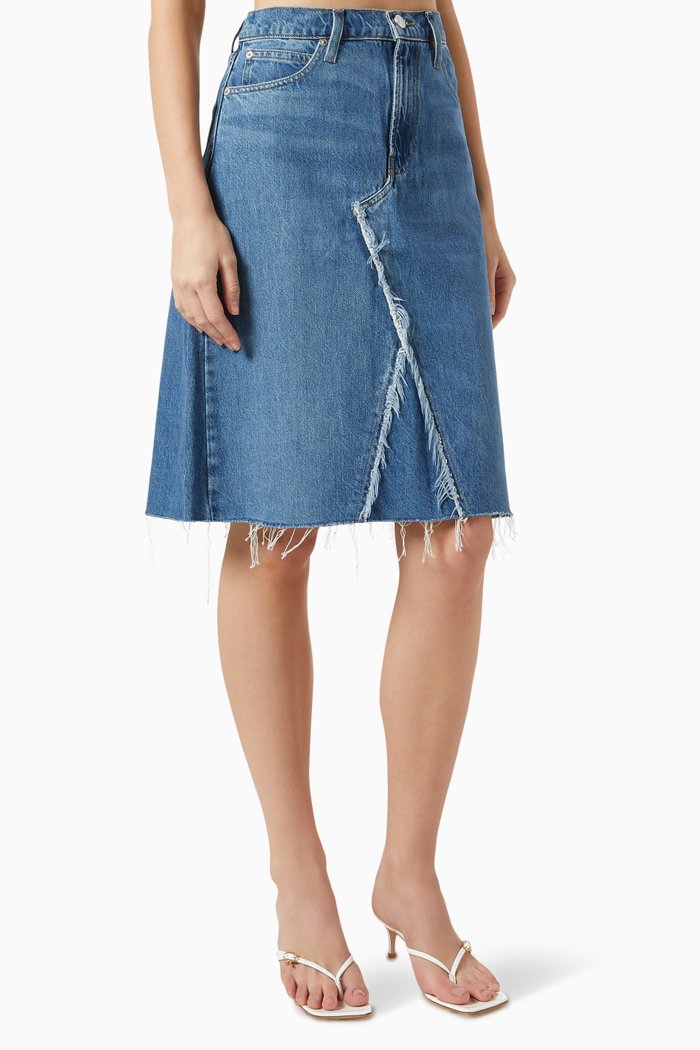 Deconstructed Midi Skirt in Denim, Blue