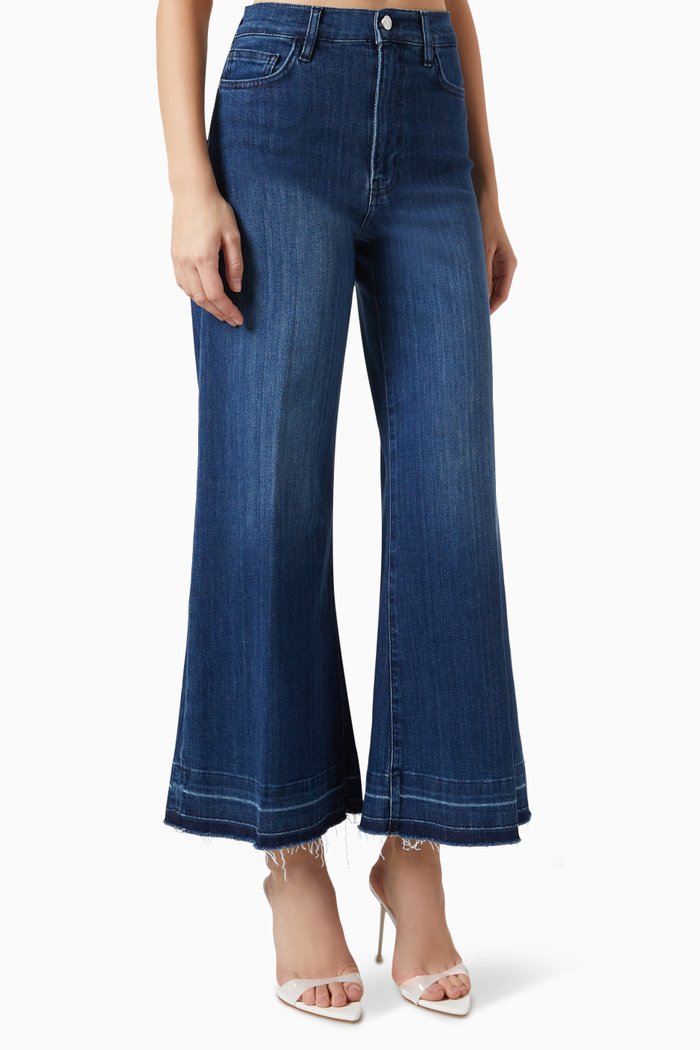 

Le Palazzo Crop Released Hem Jeans in Denim, Blue