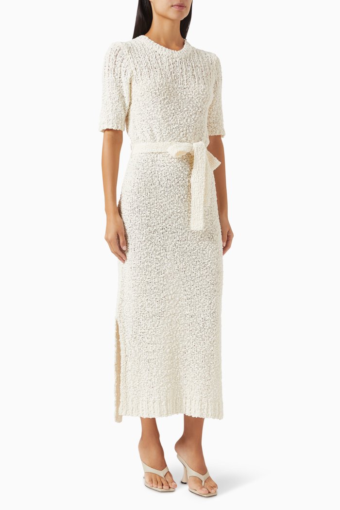 Mixed Stitch Sweater Maxi Dress in Knit, Neutral