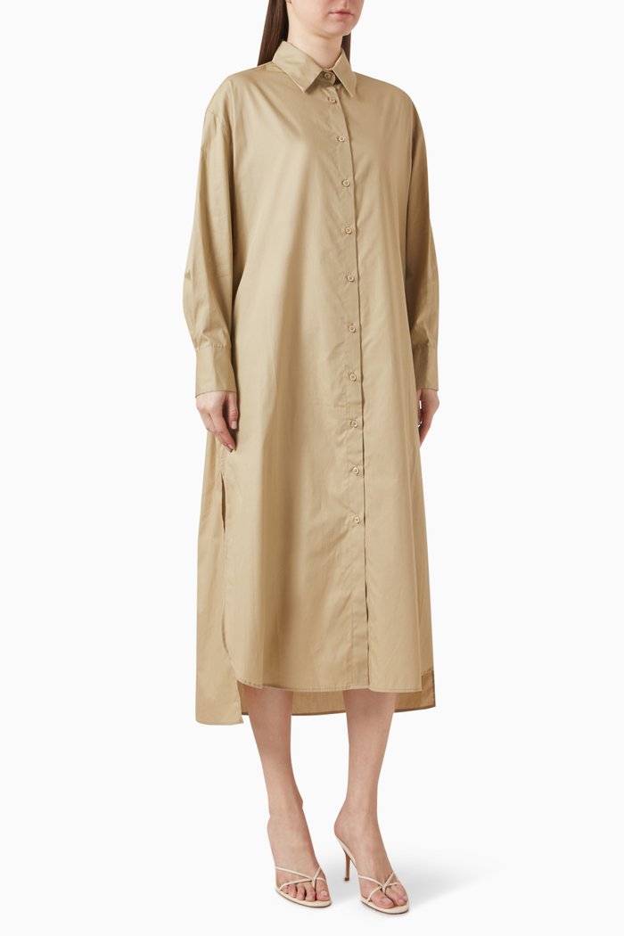 

Maxi Shirt Dress in Cotton-polin, Neutral