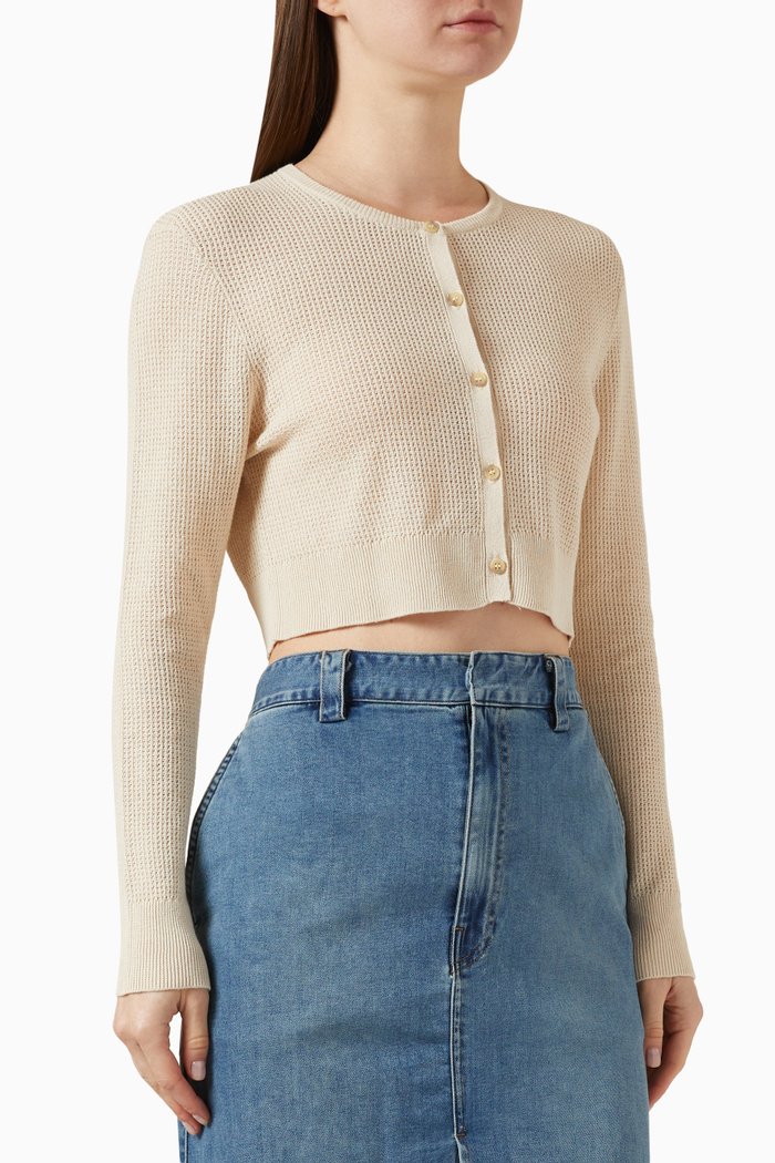 

Open-knit Cardigan in Linen-blend, Neutral