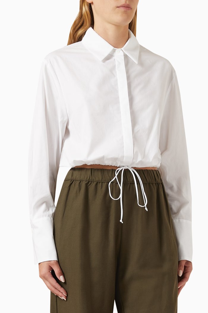 

Drawcord Shirt in Cotton-poplin, White