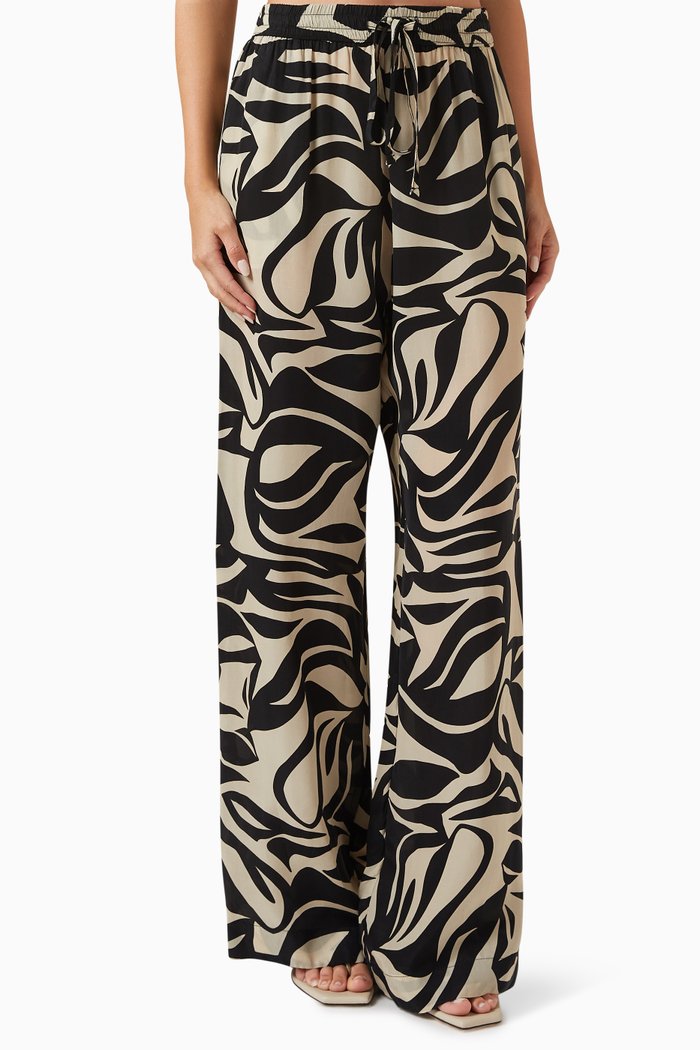 

Abstract-print Resort Pants in Cupro, Black