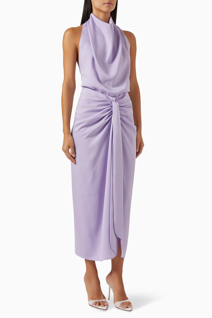 

Aries Midi Dress in Satin, Purple