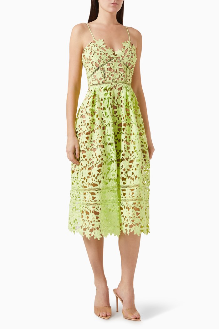 

Azaelea Midi Dress in Lace, Green