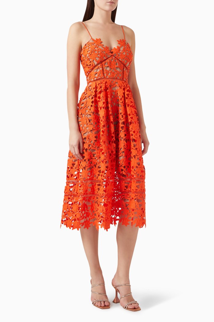 

Azaelea Midi Dress in Lace, Orange