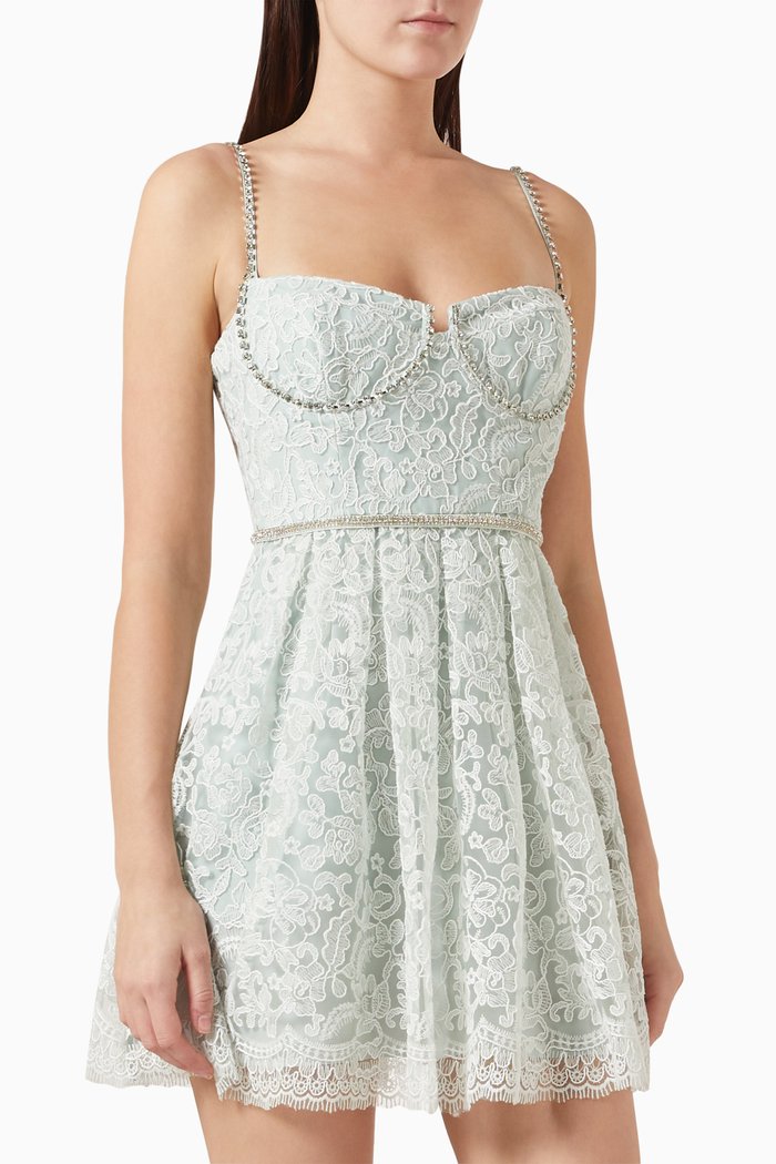 

Mini Dress in Cord Lace, Green