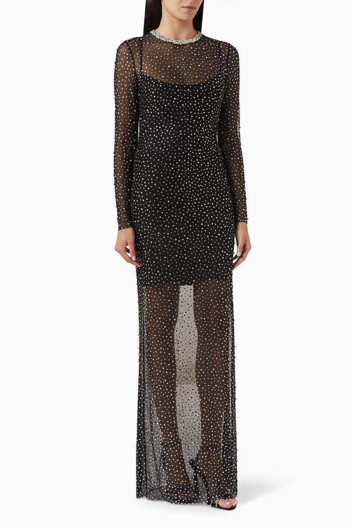 

Cecile Gown in Crystal Mesh, Black