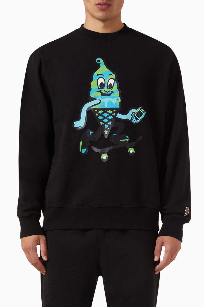 

Team EU Skate Cone Sweatshirt in Cotton Loopback, Black