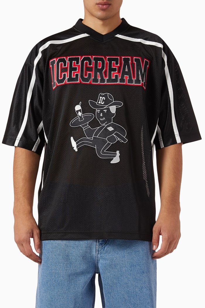 

Logo Football T-shirt in Mesh, Black