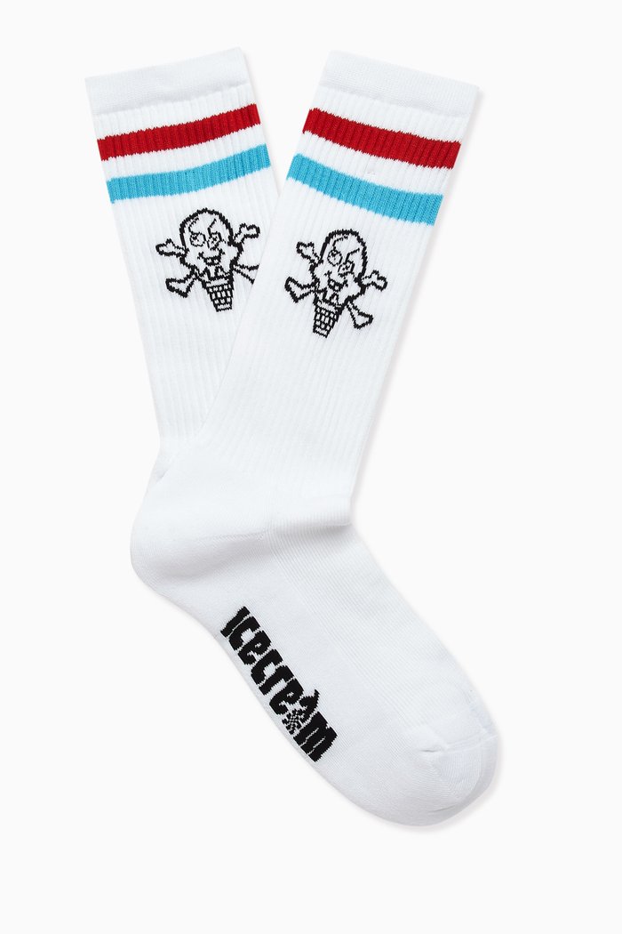 

Cones & Bones Sport Socks in Cotton-blend, White