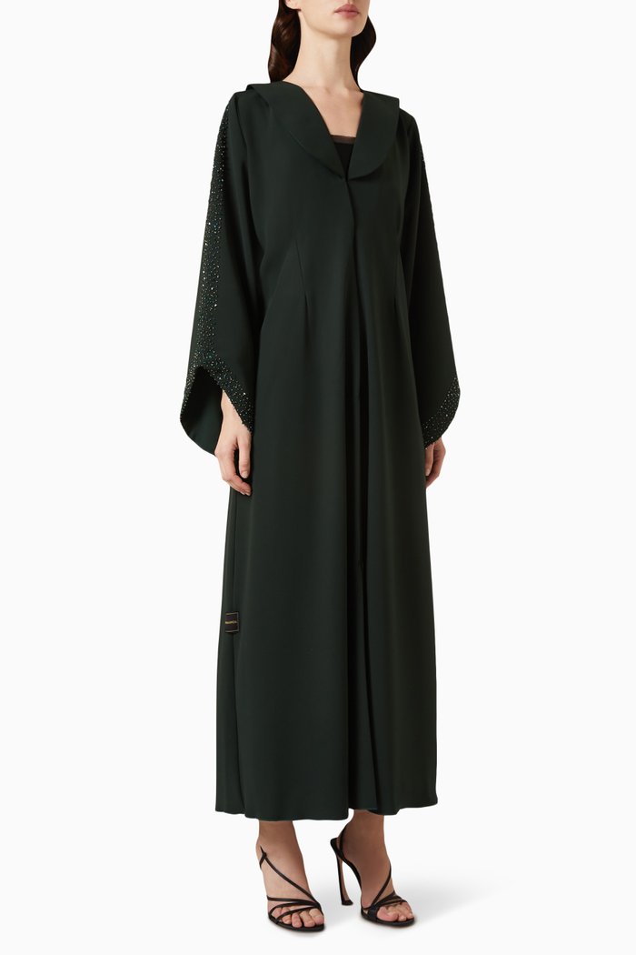 

Glass Bead-embroidered Abaya, Green