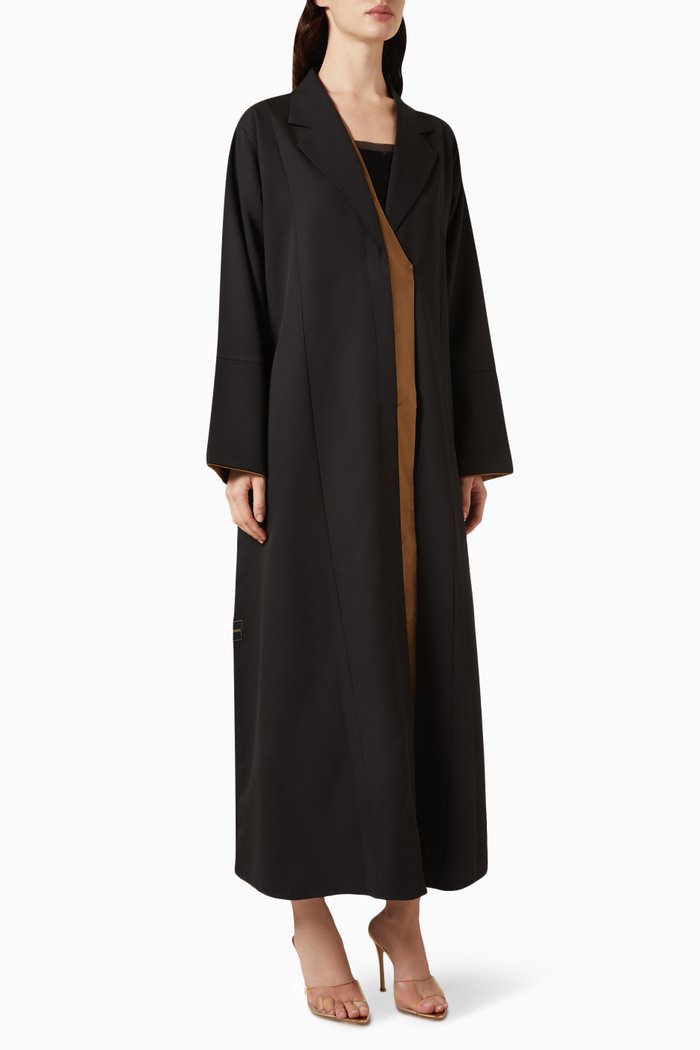 

Open-cut Collar Button Abaya, Black