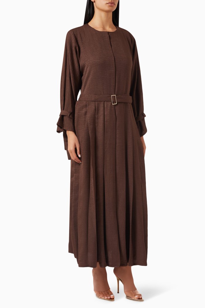 

Pleated Abaya with Hamstring, Black