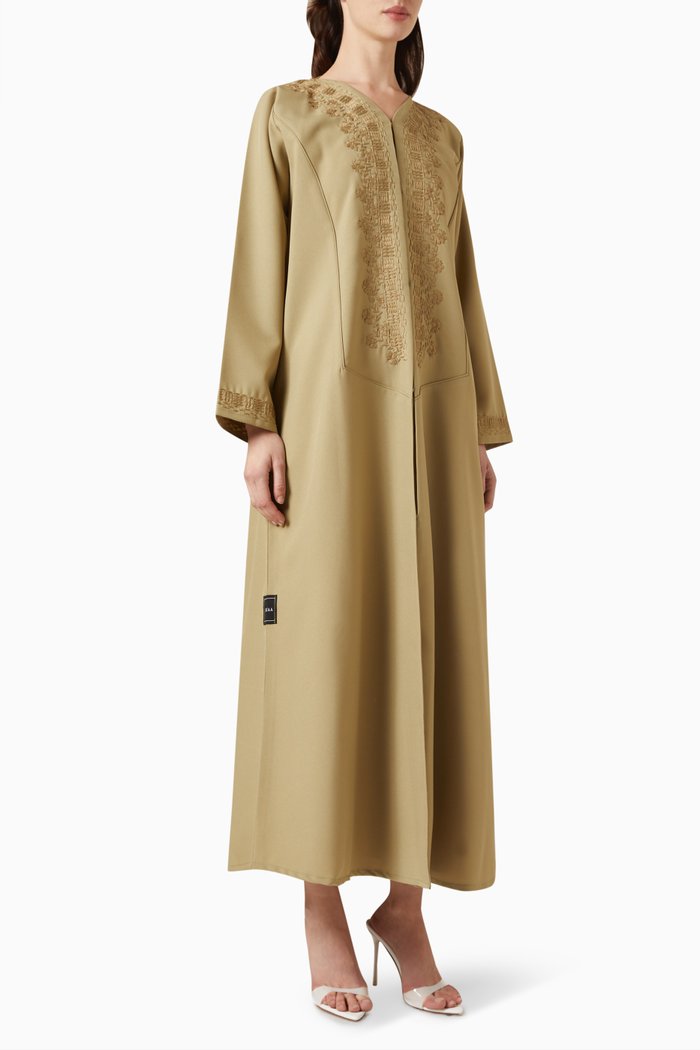 

3D Thread-embroidered Abaya, Green