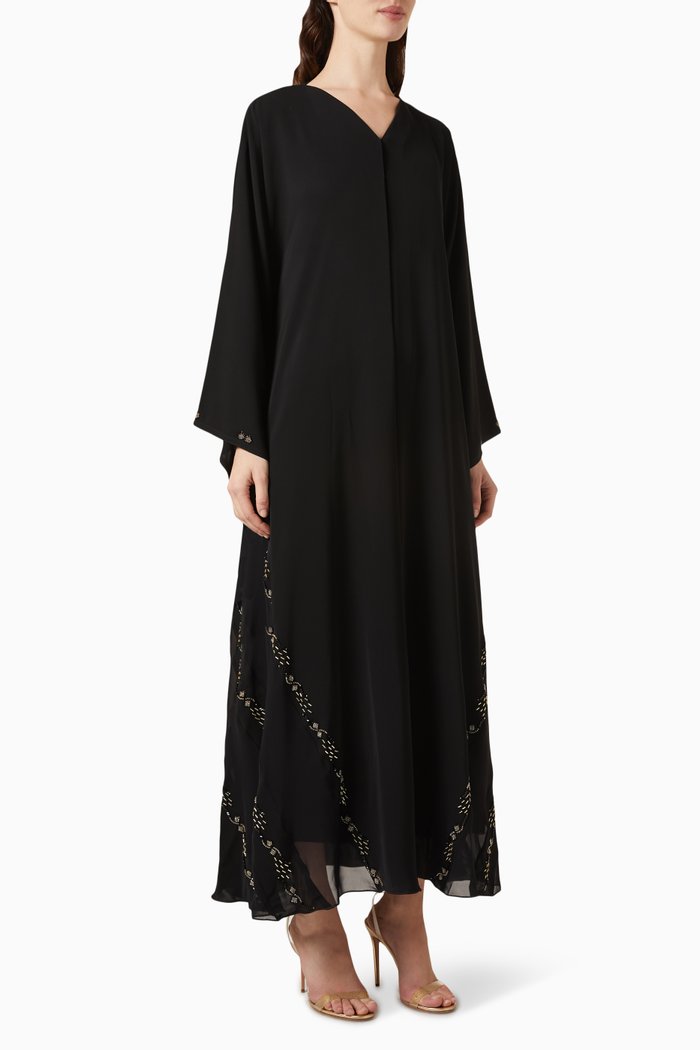 

Stone Tussels Embellished Abaya, Black
