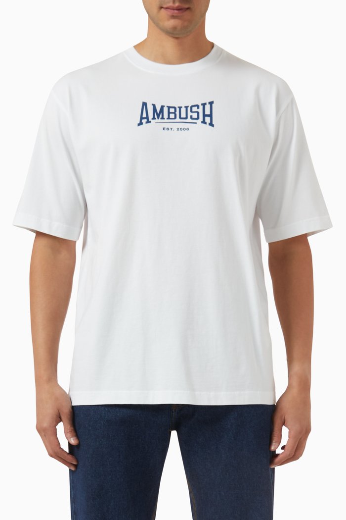 Graphic Logo Print T-shirt in Organic Cotton Jersey, White