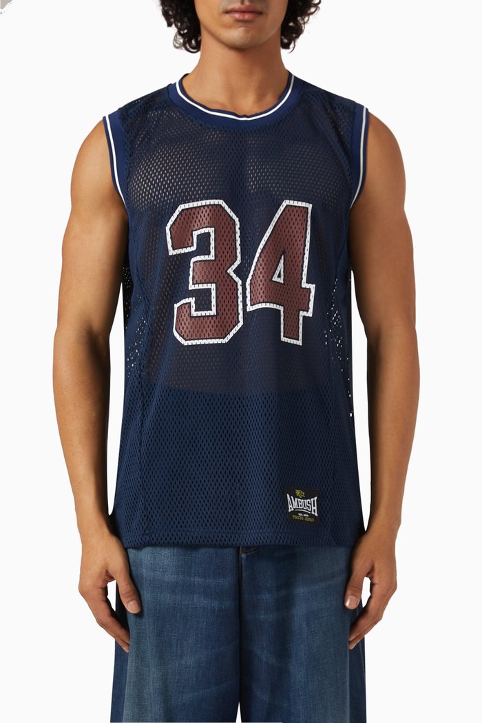 

34 Basketball-inspired Tank Top in Mesh, Blue