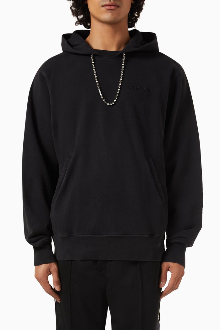 

Ball-chain Hoodie in Cotton, Black