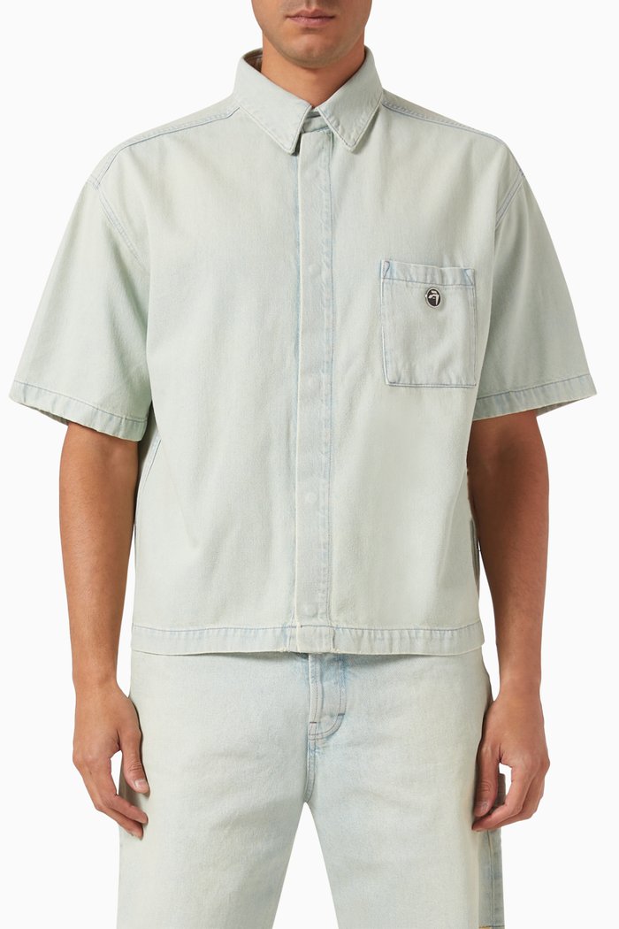 

Boxy Fit Shirt in Denim, Blue