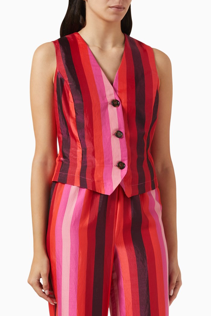 

Stripe Waistcoat in Viscose-blend, Pink