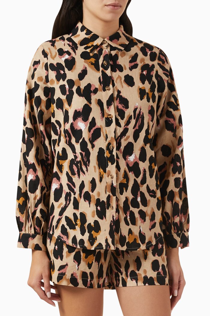 

Gabbie Shirt in Linen & Cotton, Multicolour