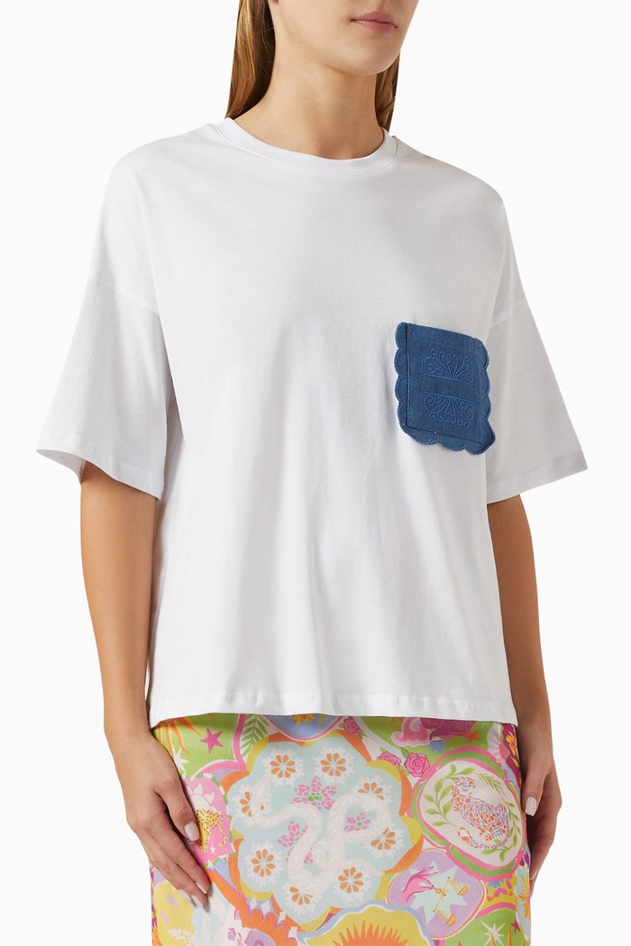 Denim Pocket T-shirt in Jersey, White