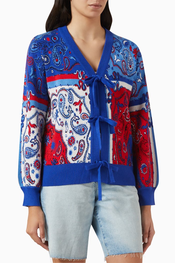 

Jacquard Cardigan in Viscose-blend, Blue