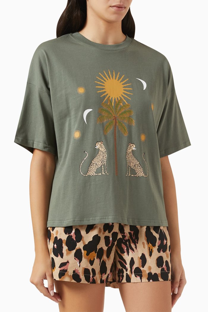 Running Wild T-Shirt in Cotton, Green