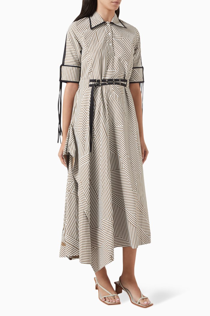 

Peter Pan Belted Midi Dress, Brown